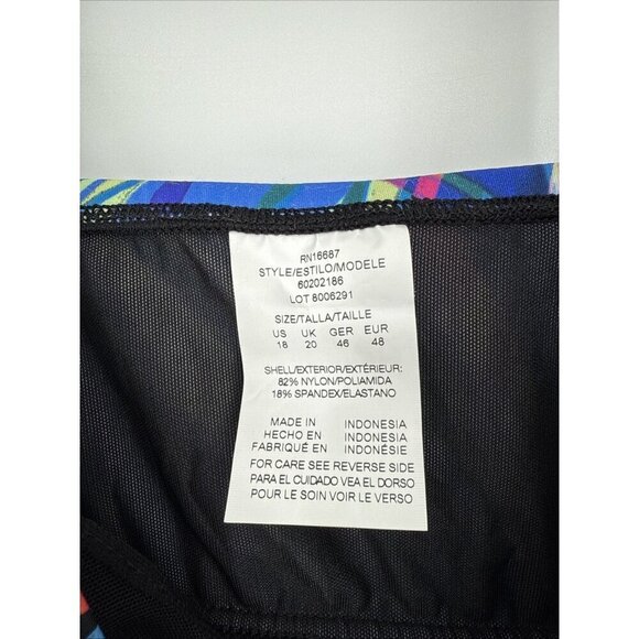 Swim Solutions Women's Size 18 Tropical Print Tummy Control Bow Front Swimdress - Picture 6 of 11